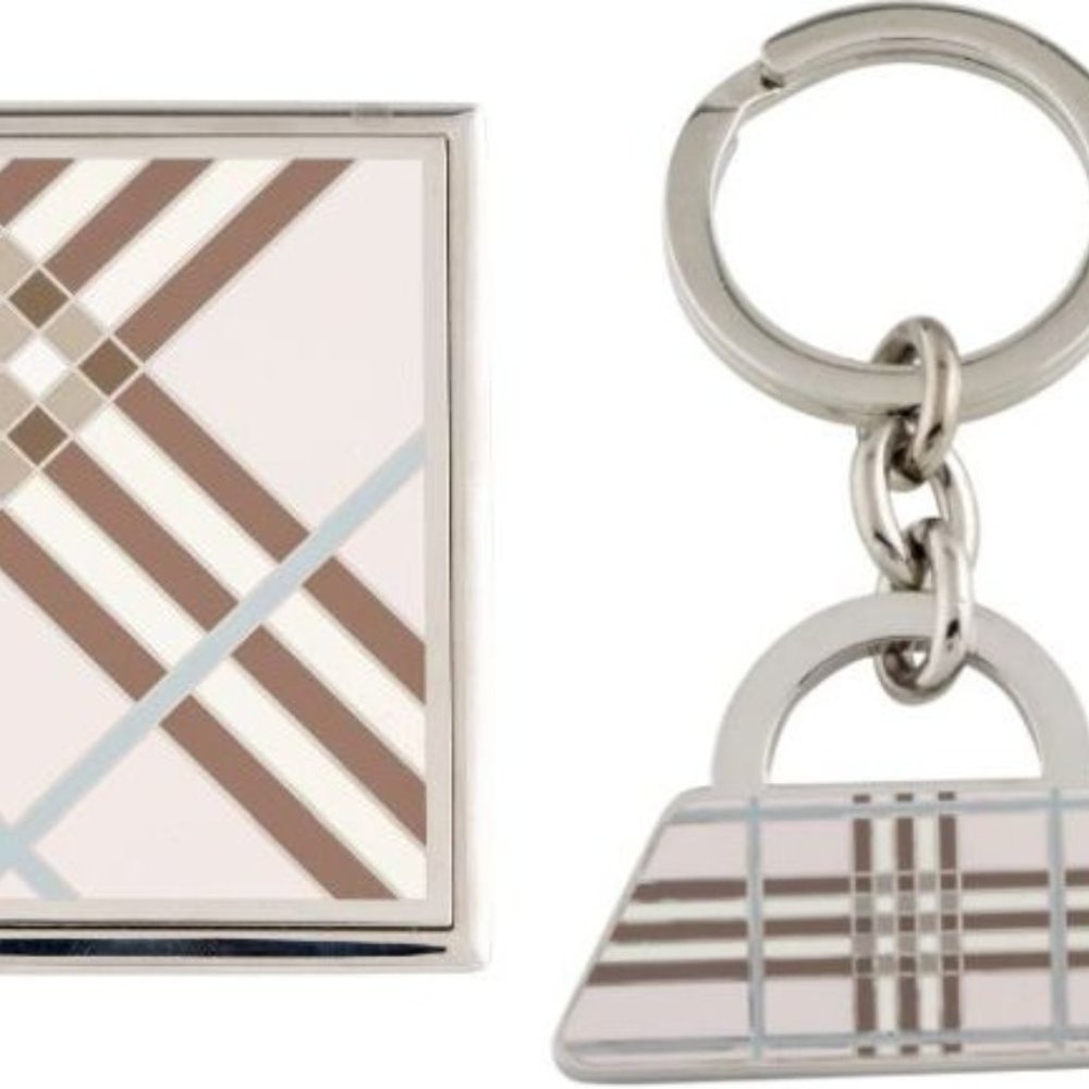 Burberry Compact Mirror and Handbag Keychain Set